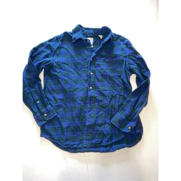 Chaps 100%‎ Flannel Shirt Men’s Size M Navy/Green Plaid A37 - Picture 1 of 6